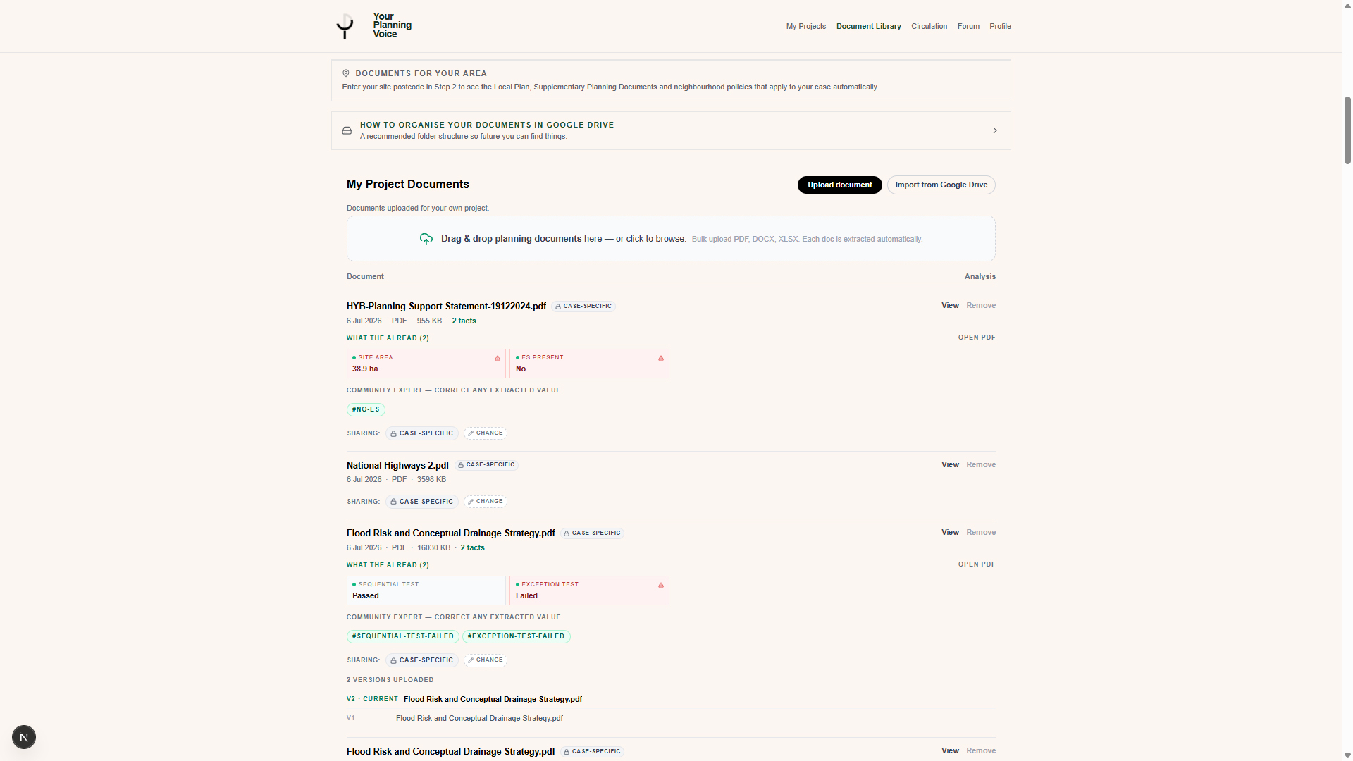 Documents for your area